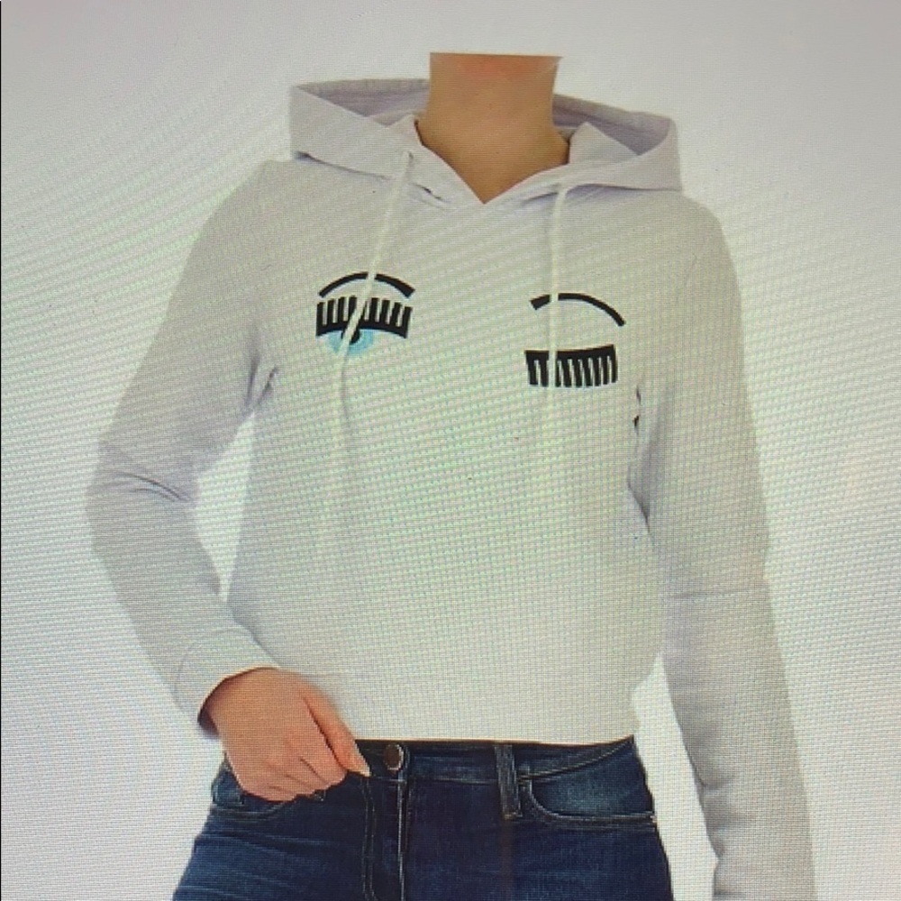 Chiara Ferragni winking grey hoodie Sz M